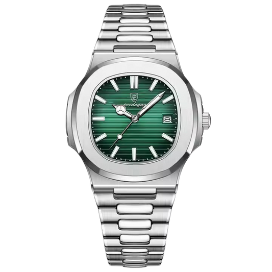 Men’s stainless steel watch with green dial