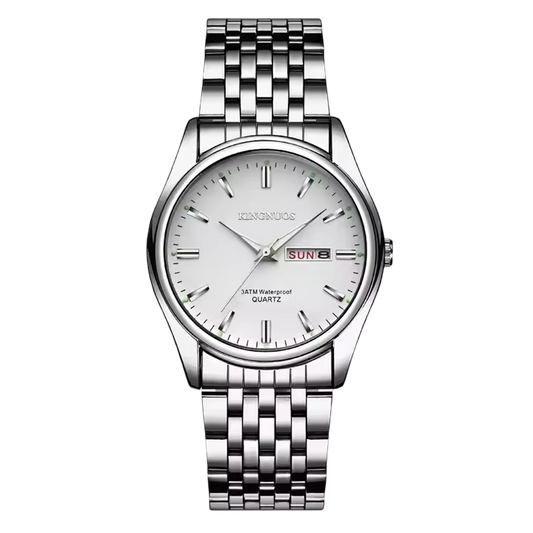 Women’s watch with white dial and stainless steel strap