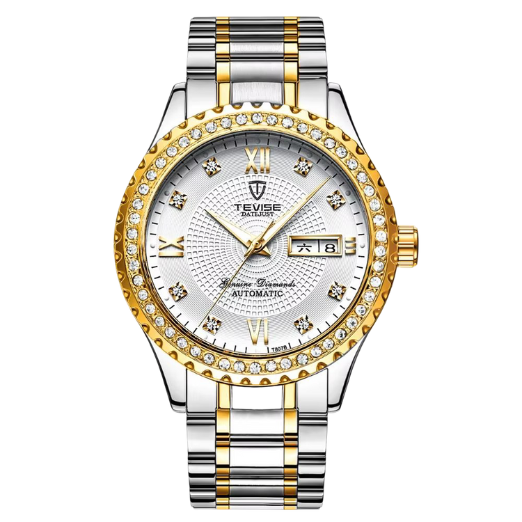 Tevise automatic wristwatch with diamond accents on the bezel and dial.