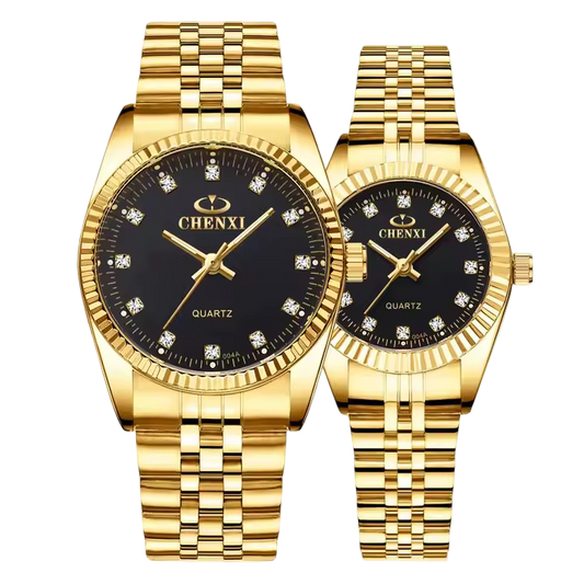 Chenxi luxury couple quartz watches with crystal markers
